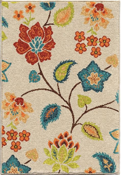 Orian Rugs Indoor/Outdoor Floral Full Bloom Ivory Area Large Rug, 2338 8x11, Orian Rugs