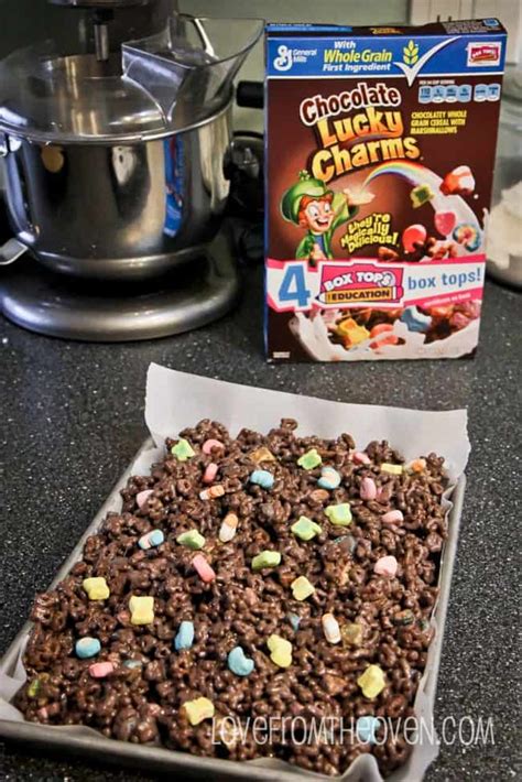 Chocolate Lucky Charms Cereal Bars • Love From The Oven