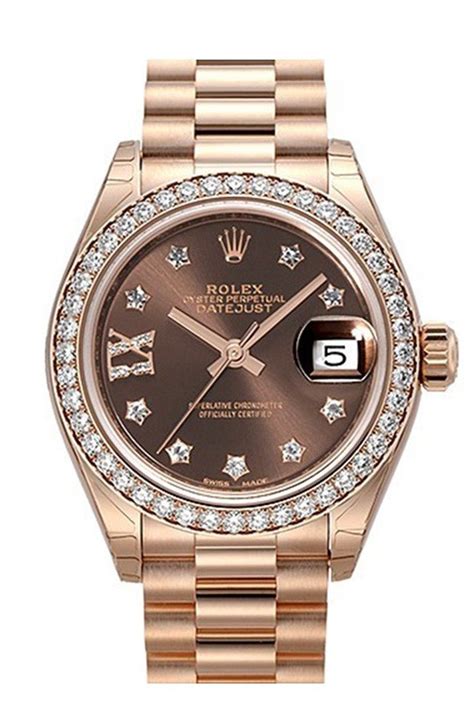 ROLEX 279135RBR Lady-Datejust 28 Rose Gold President Ladies | WatchGuyNYC