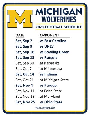 Printable 2023 Michigan Wolverines Football Schedule