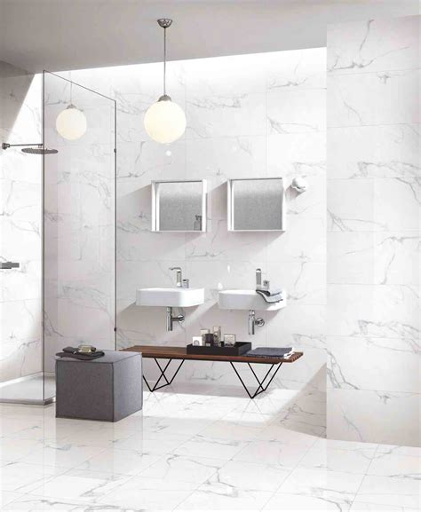 Carrara White Porcelain Bathroom Wall Tiles Indoor 30 X 60 Cm Size High ...