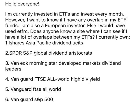 Europe dividend etf overlap : r/dividends