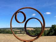 Exterior Rustic Garden Trio Of Circles Hoops Modern Art Rusty Metal Ga – Rustic Garden Art