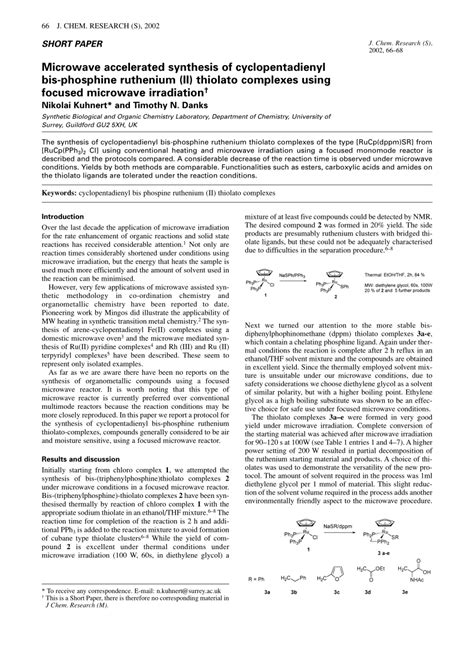 (PDF) Microwave Accelerated Synthesis of Cyclopentadienyl Bis-Phosphine ...