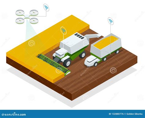 Isometric Modern Smart Robots in Agriculture, Iot Smart Industry Robot ...