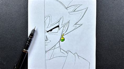 Anime sketch | how to draw black goku half face easy step-by-step - YouTube