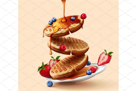 Toaster waffles 3d illustration | Food Illustrations ~ Creative Market