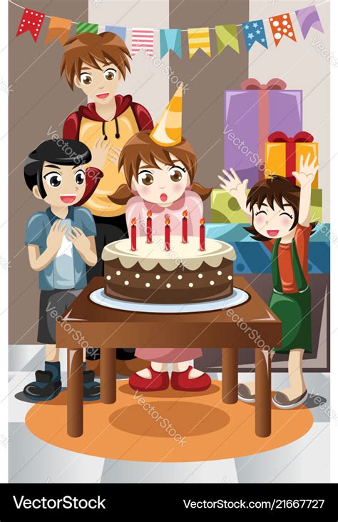 Kids celebrating birthday party Royalty Free Vector Image