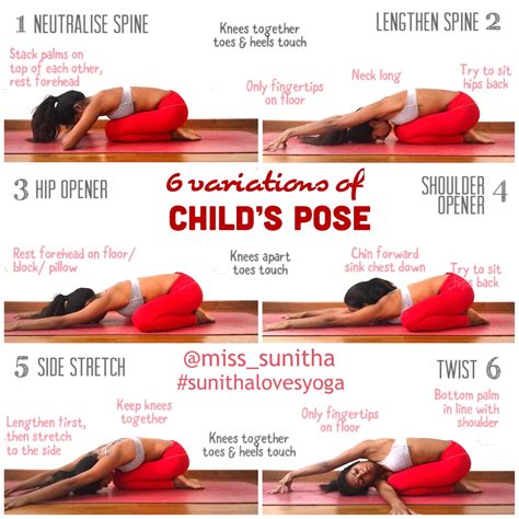 Yoga pose variations for child’s pose. @miss_sunitha #sunithalovesyoga ...