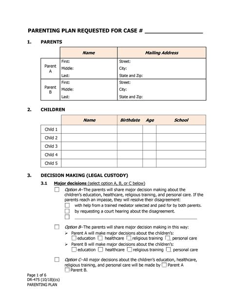 Co Parenting Calendar Template Excel