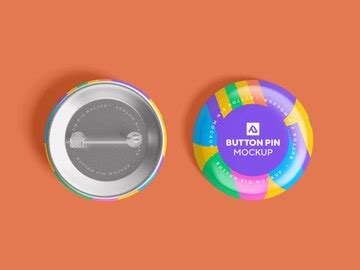 Premium PSD | Glossy circle button pin mockup psd