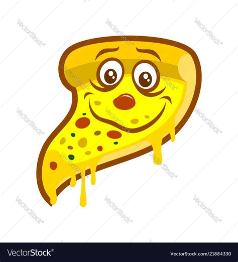 Cartoon pizza slice with melted cheese character Vector Image