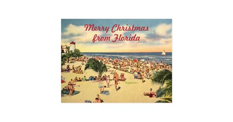 Vintage Christmas Florida Beach Greeting Postcard | Zazzle.com