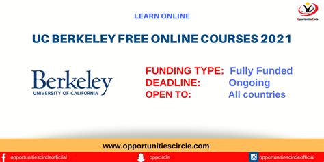 UC Berkeley Free Online Courses 2021 - Opportunities Circle