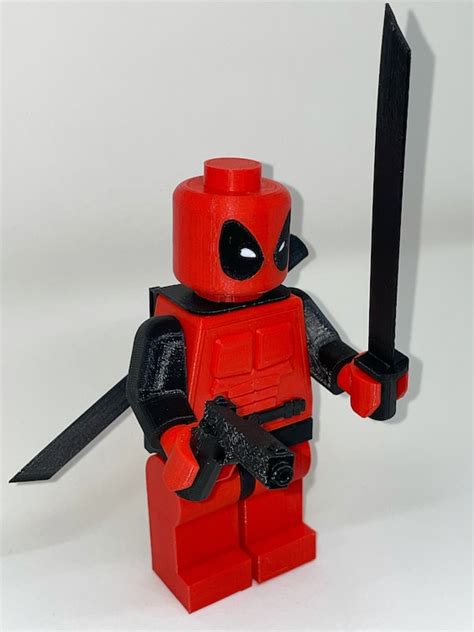 3D Printed Large LEGO Deadpool Minifigure | Etsy