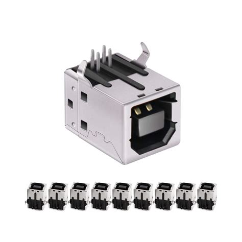 Buy USB Female Type-B Port 4-Pin Right Angle PCB DIP Jack Socket 10 ...