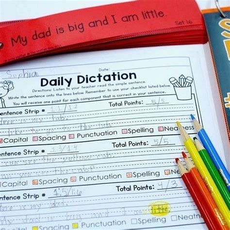 Freebie Daily Dictation This uses the point check off system You can use it with your own ...