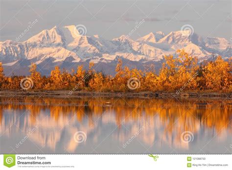 Alaska Range in Denali stock photo. Image of fall, lake - 121088750