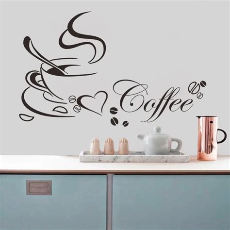 Coffee cup with heart vinyl Restaurant Kitchen wall Stickers DIY ...