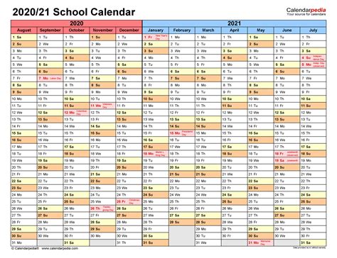 School Calendars 2020/2021 - Free Printable Word templates