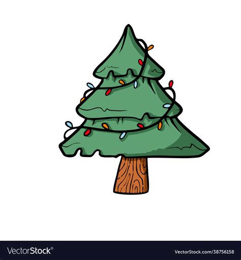 Christmas tree on white background cute cartoon Vector Image