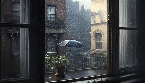 Rainy day seen from a window, Generate Ai 22874879 Stock Photo at Vecteezy