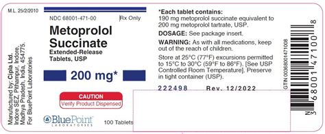 Metoprolol Succinate ER Tablets - FDA prescribing information, side ...