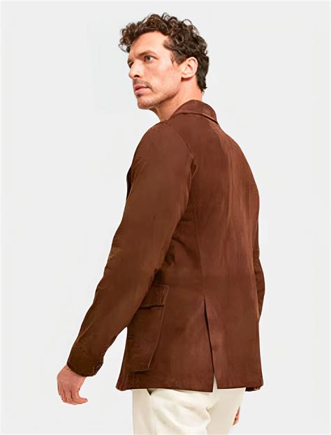 Buy Men's Classic Dark Brown Suede Leather Safari Jacket