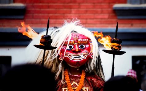 Premium Photo | Traditional lakhey dance at patan, kathmandu, nepal.