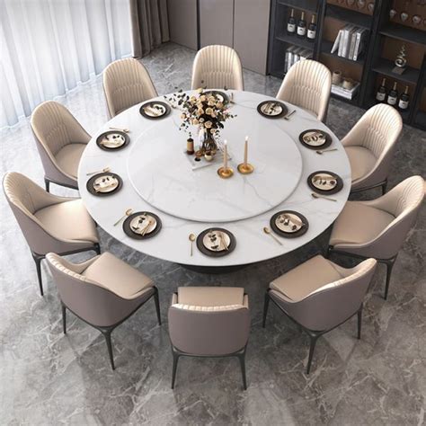 Modern Round Dining Table White and Black Metal Base Convertible Dining ...