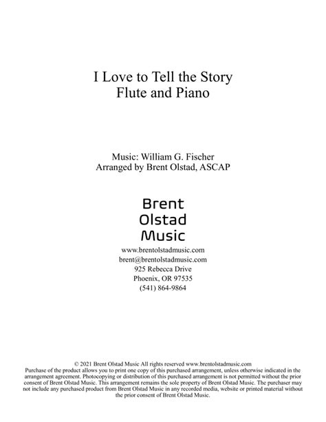 I Love to Tell the Story (arr. Brent Olstad, ASCAP) by William G. Fischer Sheet Music for Flute ...