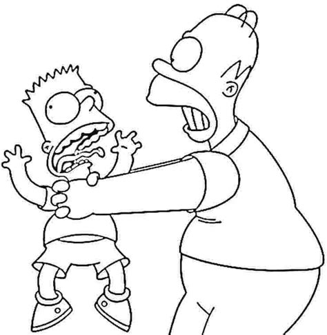 Funny Bart and Homer Simpson coloring page - Download, Print or Color Online for Free