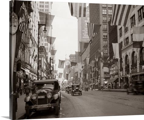 1920's 1926 Downtown Chicago State Street With American And Other National Flags Wall Art ...