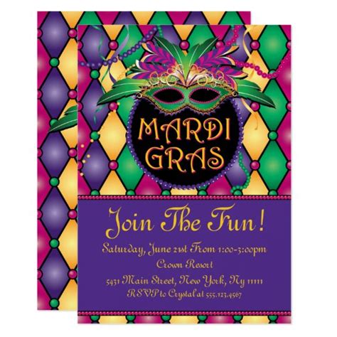 Fun and Festive, Mardi Gras Invitations | Zazzle.com