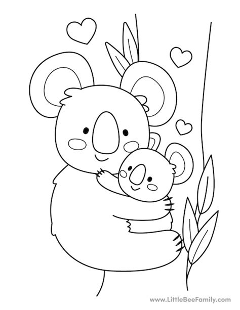 Koala Coloring Page - Little Bee Family