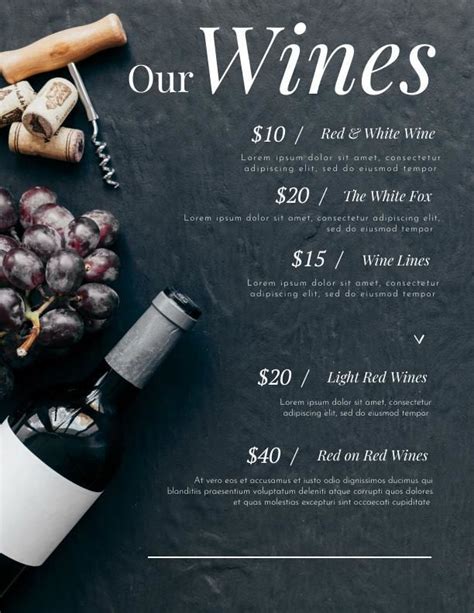 Modern Wine Menu Template | Cafe menu design, Restaurant menu design, Menu design template