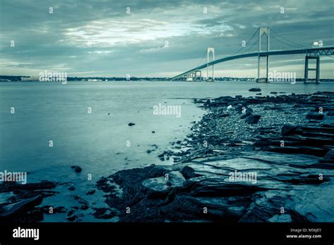 newport bridge at sunset with dramatic sky Stock Photo - Alamy