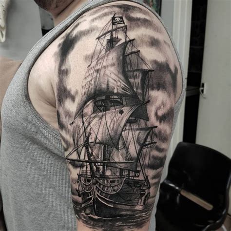 Pirate Ship Tattoos For Men