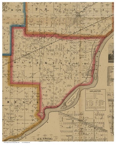 Waterville, Ohio 1861 Old Town Map Custom Print - Lucas Co. - OLD MAPS