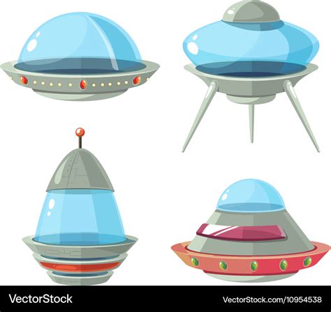 Cartoon alien spaceship spacecrafts and ufo Vector Image