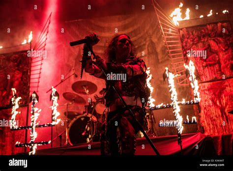 The Swedish black metal band Watain performs a live concert at the ...