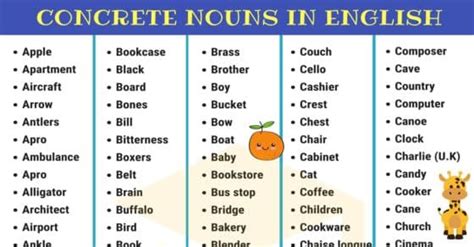 Concrete Nouns: Useful List of 400+ Concrete Nouns • 7ESL