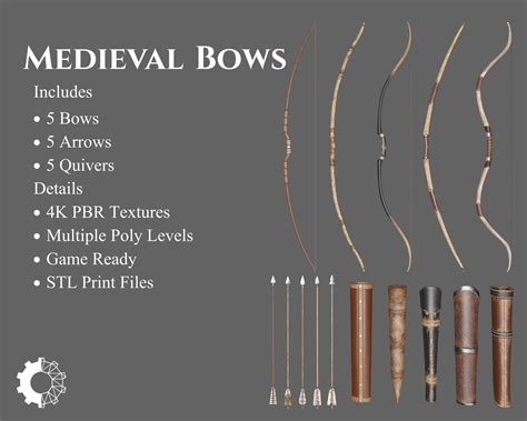 Medieval Collection Weapons Bows and Arrows VR / AR / low-poly | CGTrader