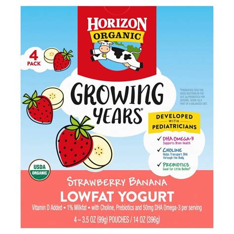 Horizon Growing Years Strawberry Banana Kids' Lowfat Yogurt - 14oz/4ct ...