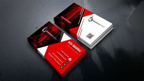 Red and White Visiting Card Design in Photoshop – GraphicsFamily