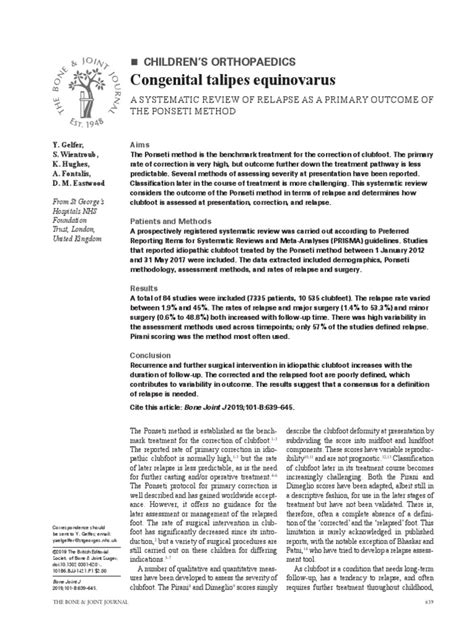 Congenital Talipes Equinovarus | PDF | Systematic Review | Surgery