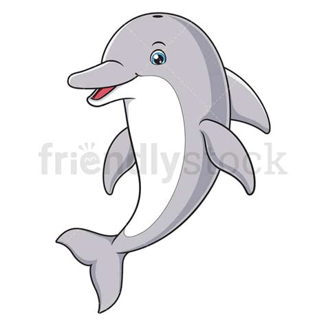 Smiling Dolphin Cartoon Clipart Vector - FriendlyStock