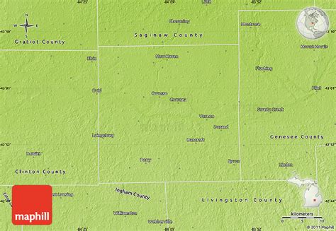 Physical Map of Shiawassee County