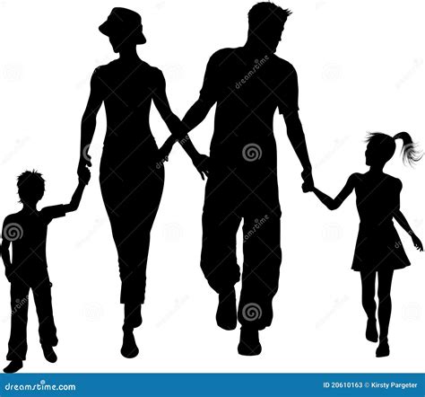 Family Silhouette Walking Stock Photos - Image: 20610163