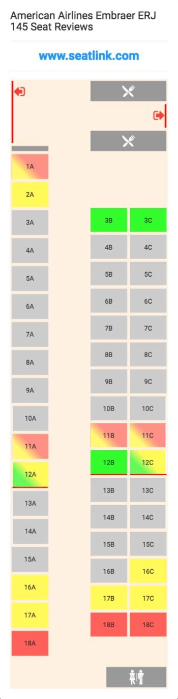 American Airlines Embraer ERJ 145 (ERJ) Seat Map | American airlines, United airlines, Airlines